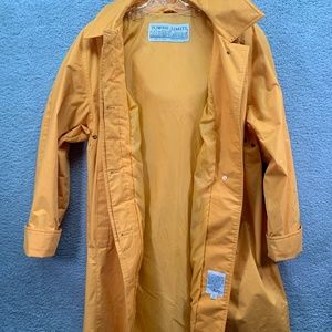 Vintage Yellow Rain Coat Jacket Womens XL Size 12 Button Up Towne Limits Trench